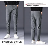 Winter Warm Fleece Men's Business Casual Pants Stretch Slim Fashion Korean Thermal Trousers Classic Simple Male Plush Clothes
