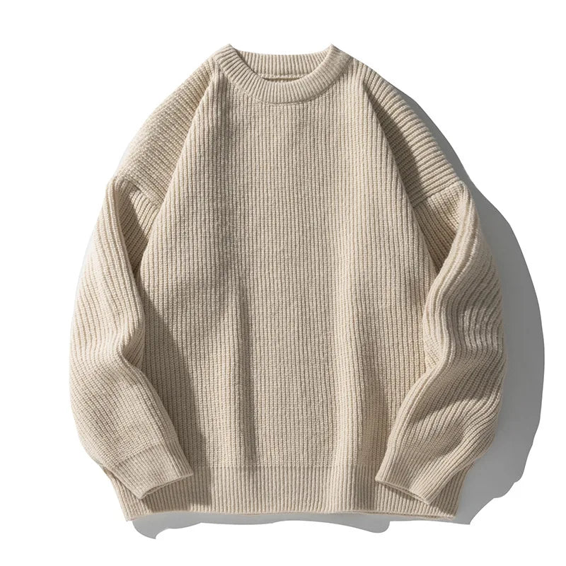 Round Collar Pullover Sweater Solid Colour Basic Men Women Autumn Winter Parsimonious Simple Couple Knit Sweater Warm Soft
