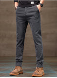 Men's Business Casual Pants Stretch Slim Fit Straight Semi-elastic Waist Trousers Solid Classic Office Work Male Clothing