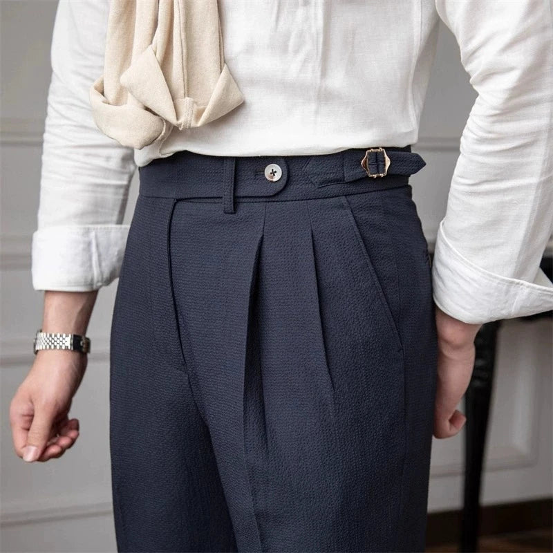 Light Luxury Men's Naples Draped Suit Pants Casual Solid Color Straight Premium Quality Dress Pants Wedding Banquet Business