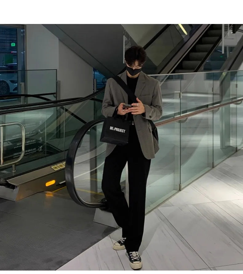 New Korean Fashion Men Suit Pants Light Luxury Business All-match Straight Slim-fit Casual Trousers Premium Elegant Dress Pants