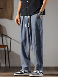 Japenese Cotton Linen Pants Men Summer Straight Casual Ice Silk Sweatpants Male Wide leg Oversize Linen Trousers New