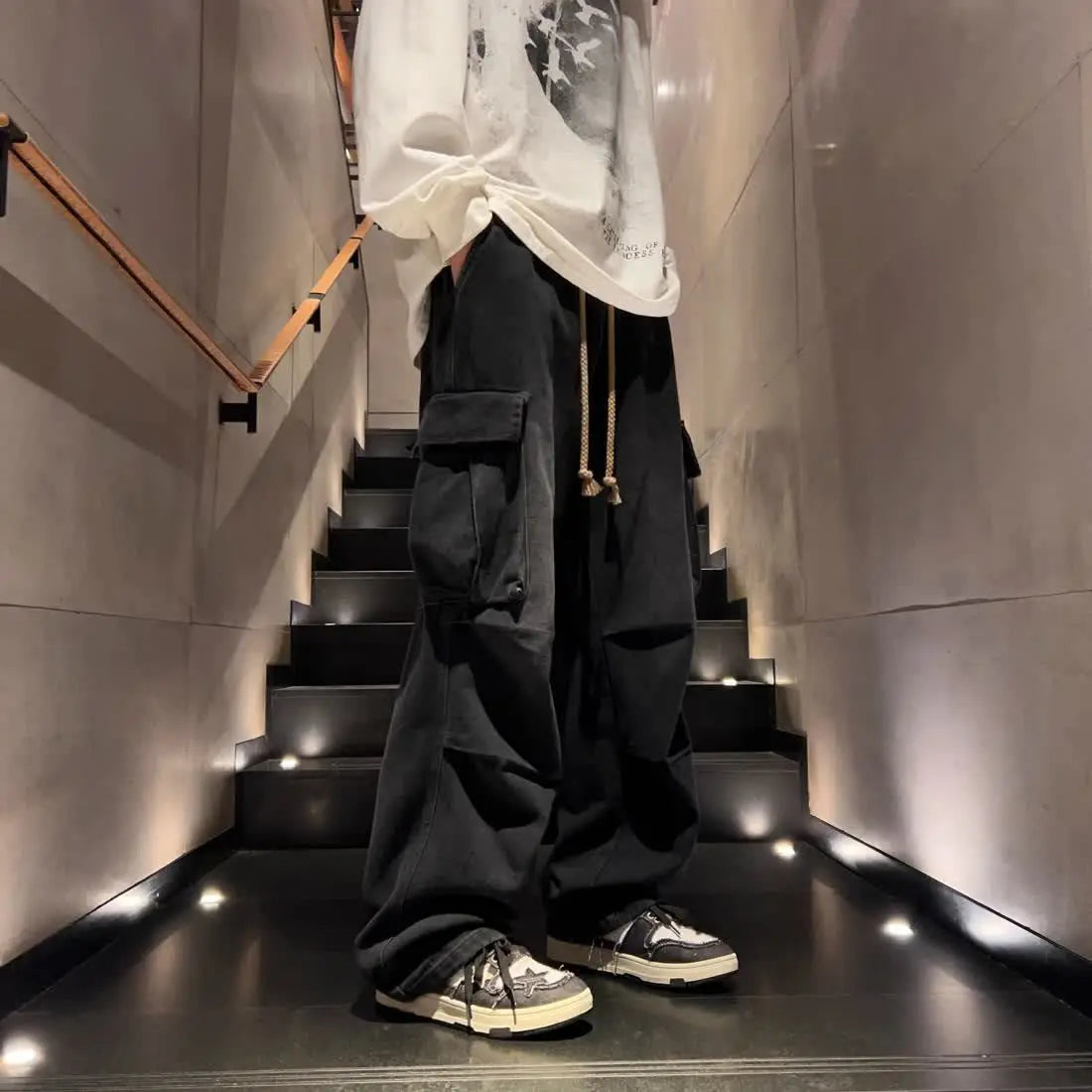 High street hip-hop men and women trendy personality large pocket straight leg washed denim jeans couple retro casual pants y2k