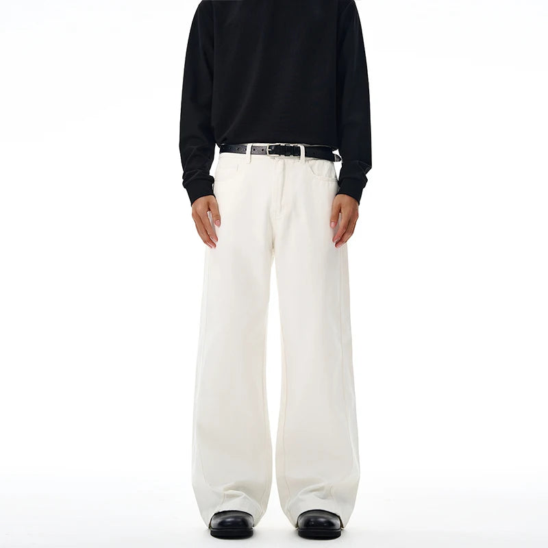 100% Cotton Men's Loose Casual Pants Autumn New Fashion Comfortable Wide-leg Oversized Trousers Streetwear White Khaki Black