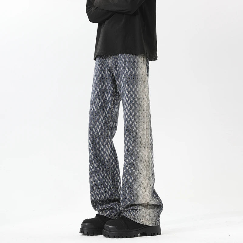 Jeans men New Jacquard Fabric Denim Trousers man Straight Leg Long Pants Autumn Classic Style Casual Jeans for Men Wholesale