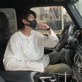 Velvet T Shirt Spring Autumn Simple Long Sleeve Tops Men's T-shirt O-neck Solid Tshirts T Shirt Men Tees Black/White