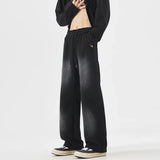 Autumn New Fashion Korean Men's Casual Pants Distressed Classic Black Baggy Straight Trousers Sweatpants Streetwear Male Clothes