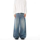 Multi-pocket Loose Wide-leg Jeans Men's Cotton Vintage Washed Denim Pants Hip-hop Fashion Y2K Streetwear Autumn Casual Trousers