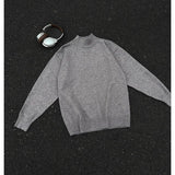 Men's Light Luxury Knit Mock Neck Sweater Autumn Winter Fashion Korean Long Sleeve Streetwear Leisure All-match Knitwear