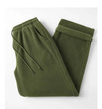 Double-sided Fleece! Retro Military Green Straight-leg Pants Women Loose Thickened Warm Drawstring Casual Wide-leg Pants Men