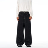 Non-fading Original Color Jeans Men's High Quality Loose Straight Denim Pants Classic American Retro Wide Leg Autumn Trousers