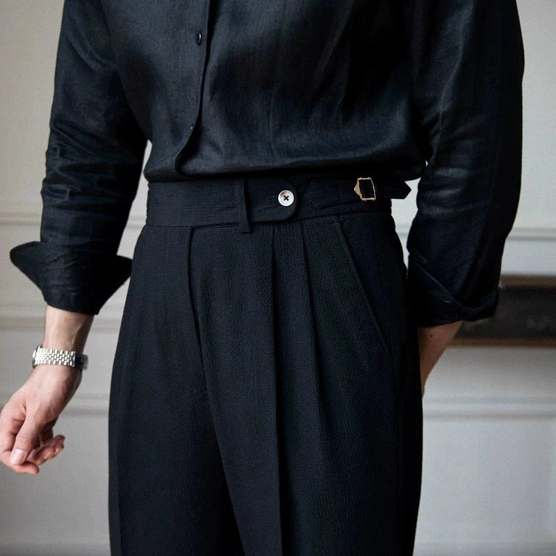 Light Luxury Men's Naples Draped Suit Pants Casual Solid Color Straight Premium Quality Dress Pants Wedding Banquet Business