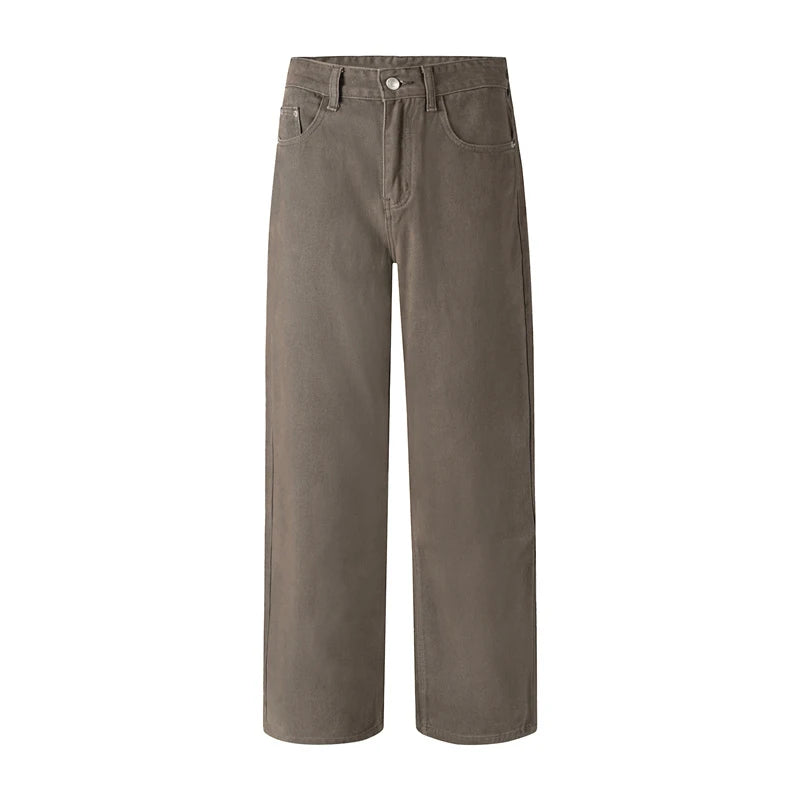 Baggy Wide-leg Jeans 100% Cotton Comfortable Breathable Autumn Casual Denim Pants Loose Straight Trousers Fashion Streetwear