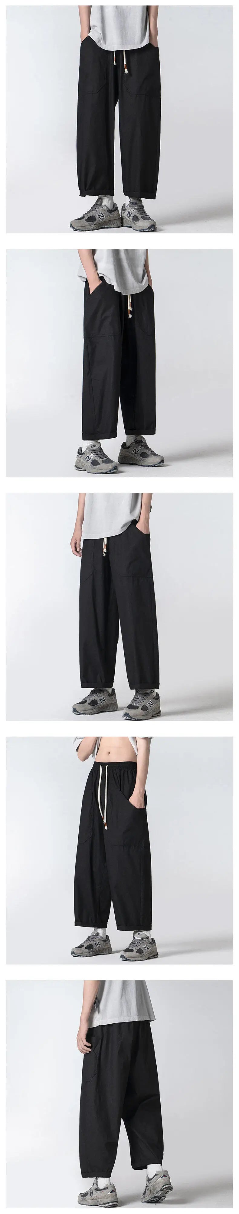 Summer Casual Pants Men Oversized Wide Leg Pants Men Japanese Streetwear Hip-hop Loose Cotton Straight Pants Mens Trousers M-3XL