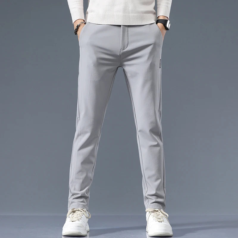 Casual Pants Men Spring Autumn 2025 New Straight Slim Fit Sweatpants Solid Color Business Elastic waist Male Trousers