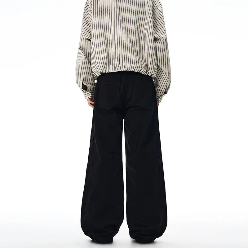 100% Cotton Men's Loose Casual Pants Autumn New Fashion Comfortable Wide-leg Oversized Trousers Streetwear White Khaki Black