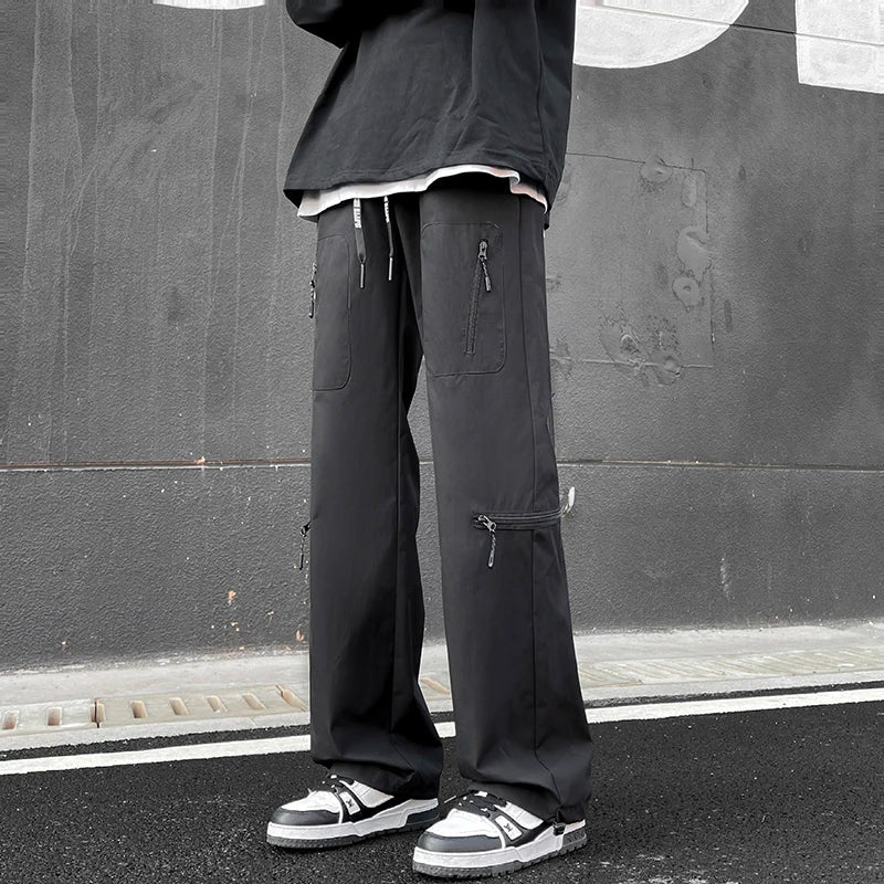 Black Cargo Pants Men Baggy Sweatpants Fashion Straight Pants Hip Hop Streetwear Harajuku Trousers Joggers Bottoms Y2K Clothing