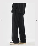 Autumn New Fashion Korean Men's Casual Pants Distressed Classic Black Baggy Straight Trousers Sweatpants Streetwear Male Clothes