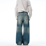 American Retro Jeans Men's Oversize Baggy Wide Legs Classic Wash Cotton Denim Pants Hip-hop Rock Streetwear Loose Trousers