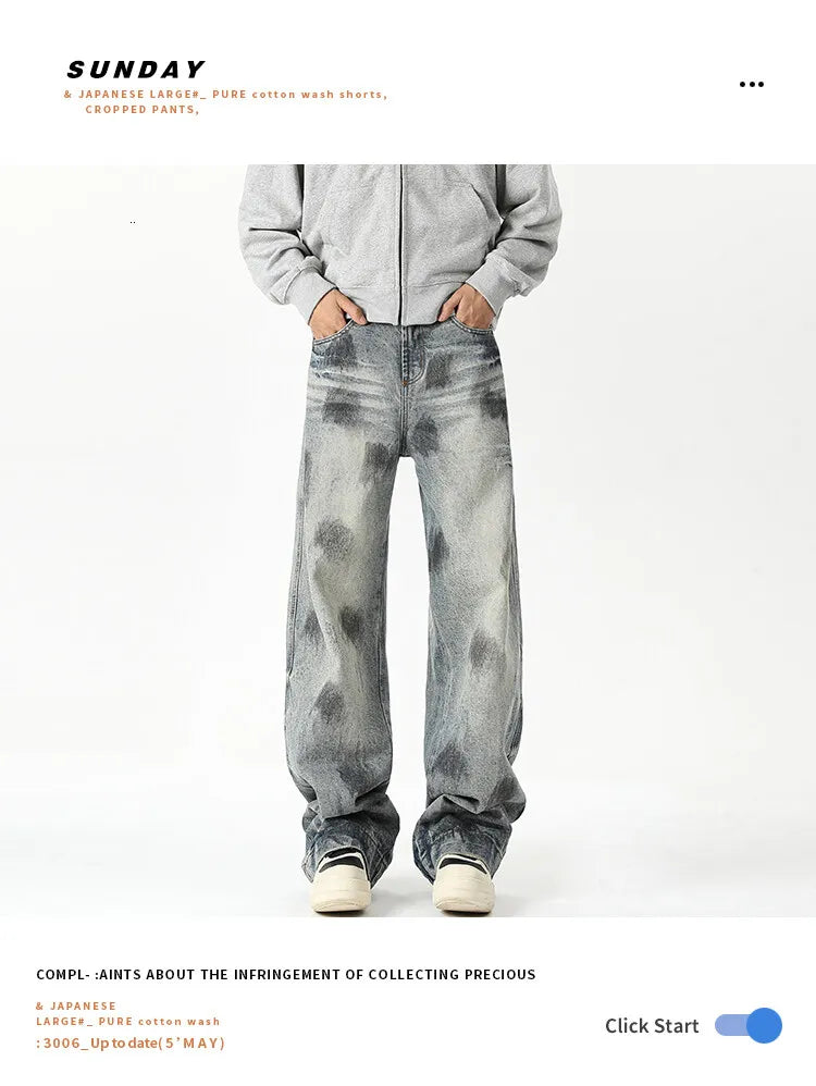 Autumn Jeans Men's New Denim Pants wash jeans New Fashion High Quality Washed Male Jeans Loose Wide Leg Trousers Straight