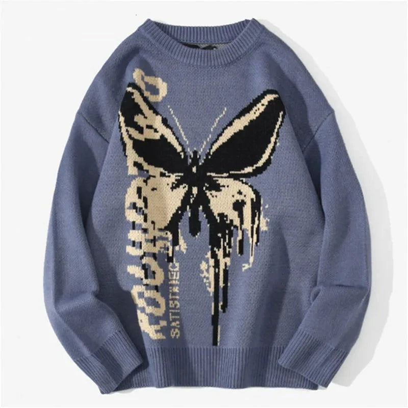 Spring Fashion Sweater Men's Butterfly Pattern Knitted Warm Top High-Quality Design Best-Selling Sweater For Male