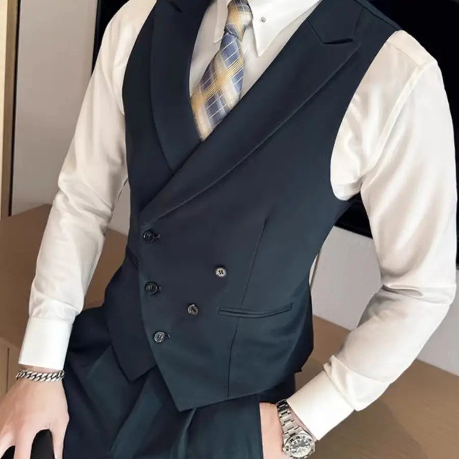 Japanese High-end Smart Casual Vest Men's Vest Pants Set Korean Elegant Wear 2025 Summer New Blazer Vest Aesthetic Waistcoat