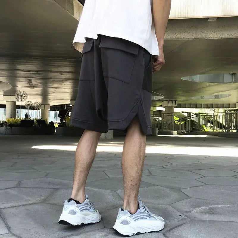 Summer Elegant Fashion Harajuku Slim Fit Ropa Hombre Loose Casual All Match Sports Shorts Pockets Patchwork Sweatpants