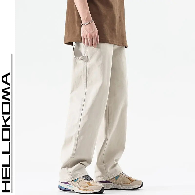 American High Street Work Pants Spring Autumn New Men's Trousers Straight Japanese Fashion Trend Retro Casual Work Pants Chic