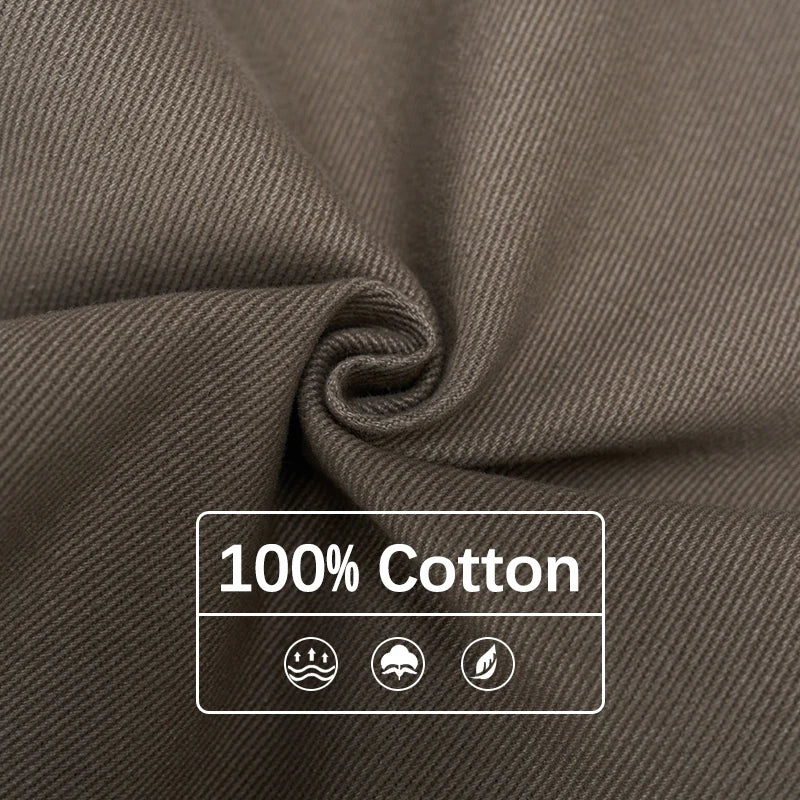 100% Pure Cotton Wide-leg Pants Men's Autumn New Oversized Comfortable Loose Casual Trousers Brown White Fashion Streetwear