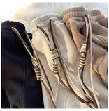 Korean style autumn and winter men and women street personality loose wide leg bound sports pants couple simple casual pants