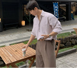 Oversized Men's Niche Striped Shirt, Spring&Autumn Fashion All-Matching Long Sleeve Shirt Coat, Korean Casual Unisex Outdoor