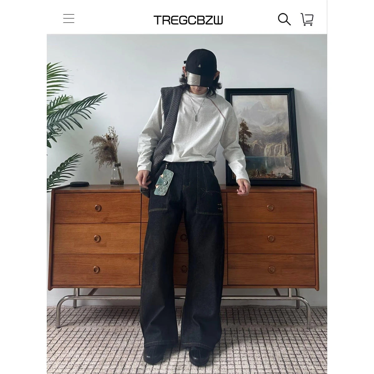 JEANS MEN Black Straight Leg Mens Jeans Novel Pocket Design Front Patch Denim Pants Trendy Fashion Casual Trousers Hot Sale 2025