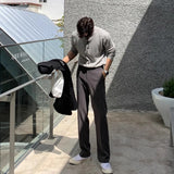 New Korean Fashion Men Suit Pants Light Luxury Business All-match Straight Slim-fit Casual Trousers Premium Elegant Dress Pants