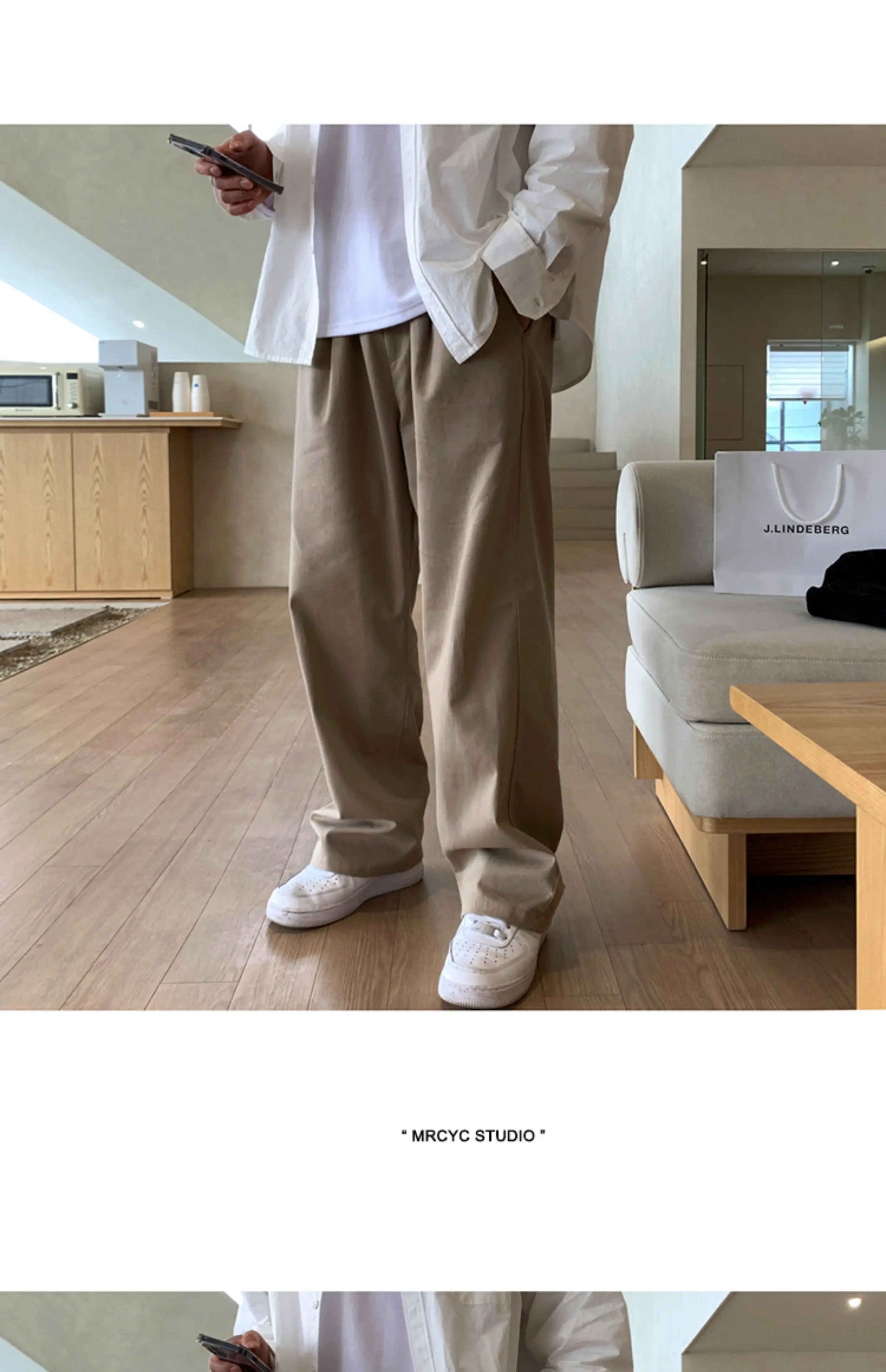 Korean Style High-end Straight-leg Casual Pants Men's Spring Summer Loose Trousers American 2025 New Trendy Wide-leg Pants Chic