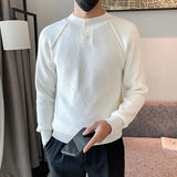 Autumn Winter New Fashion Round Neck Long Sleeve Solid Pullovers Men's Clothing Korean Knitting Simplicity Loose All-match Tops