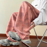 New Spring Men's Casual pants Sweatpants Wide Leg Straight Loose Pants Korean Fashion Patchwork Knit Long Track Trousers