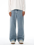 Fashion Graffiti Black Loose Wide-leg Jeans Men's Autumn New American Simple Basic Wash Denim Pants Loose Straight Trousers