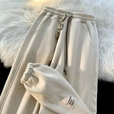 Korean style autumn and winter men and women street personality loose wide leg bound sports pants couple simple casual pants