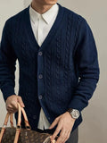 Casual Knitted Sweater Men's Fashion Outerwear V-Neck Autumn New Style American Trendy Brand Knit Cardigan Leisure Coat