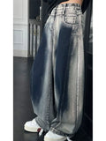 Hip hop fashion street spring men and women fashion personality washed curved knife jeans couple loose retro wide leg pants y2k