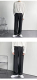 Spring Autumn Men's Fashionable White Korean Style Casual Pants Street Draped Straight Loose Suit Casual Trousers Male