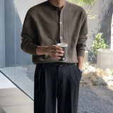 Men Autumn and Winter Knitted Cardigan Long-sleeved Sweater, Fashionable Single-breasted, Advanced Sense, Pure Color, Loose Coat