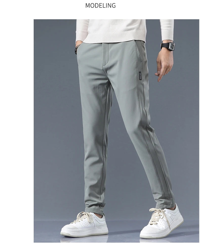 Casual Pants Men Spring Autumn 2025 New Straight Slim Fit Sweatpants Solid Color Business Elastic waist Male Trousers