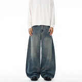 Baggy Classic Jeans Men's Vintage Wash Cotton Wide-leg Denim Pants Loose Fashion Spliced Streetwear Trendy Hip-hop Y2K Trousers