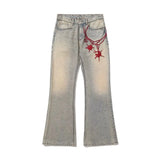 American retro men and women trend personalized embroidered straight leg washed jeans couple spring and autumn casual pants y2k