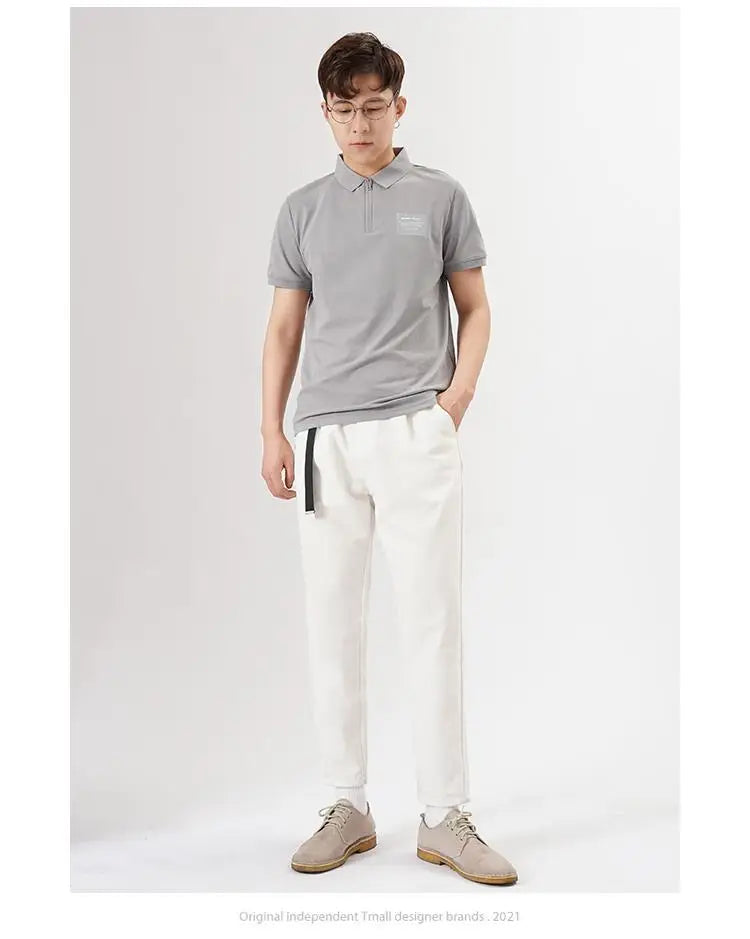 White Stretch Casual Ankle Pants Silhouette Men's Elegant Suit Pants Summer Korean Straight Loose Men's Smart Casual Trousers