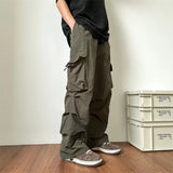 Summer Thin Casual Pants Men Retro Cargo Pants Men Japanese Streetwear Hip-hop Loose Wide Leg Pants Mens Vintage Trousers