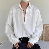 New Men's Casual Blouse Shirt Tops Long Sleeve Tee Shirt Spring Autumn Slanted Placket Vintage Shirts Renaissance Shirt