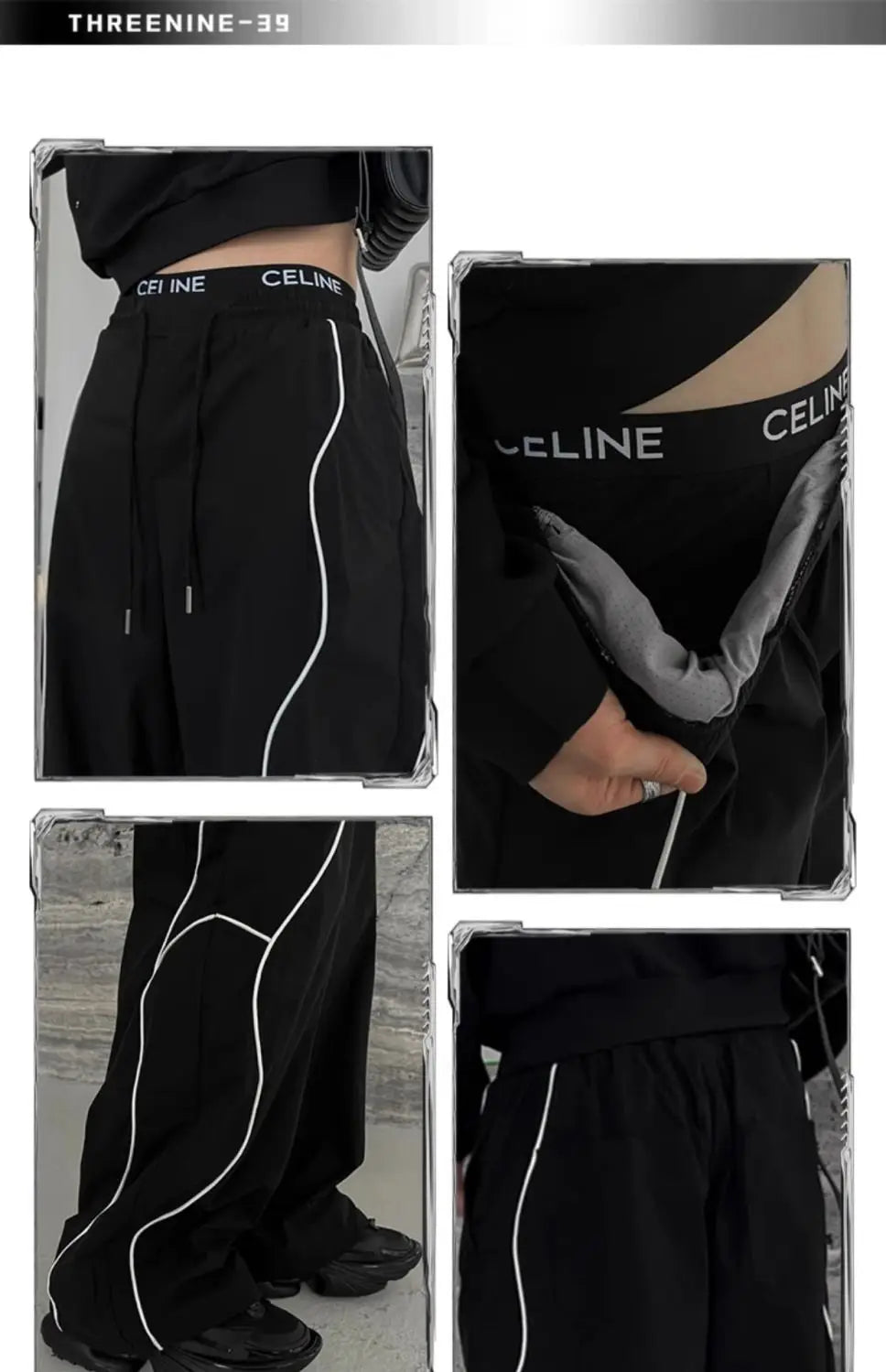 American High Street Style Retro Trend Functional Style Drawstring Loose Sports Wide-leg Trousers Autumn Winter New Style Pants