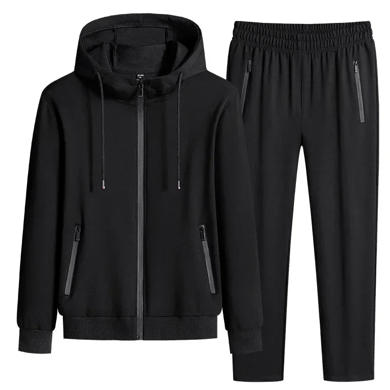 Male 2 Pieces Sweatshirt + Sweatpants Suit 8XL Plus Size New Spring Autumn Clothing Hooded Men Sportswear Sets Casual Pants